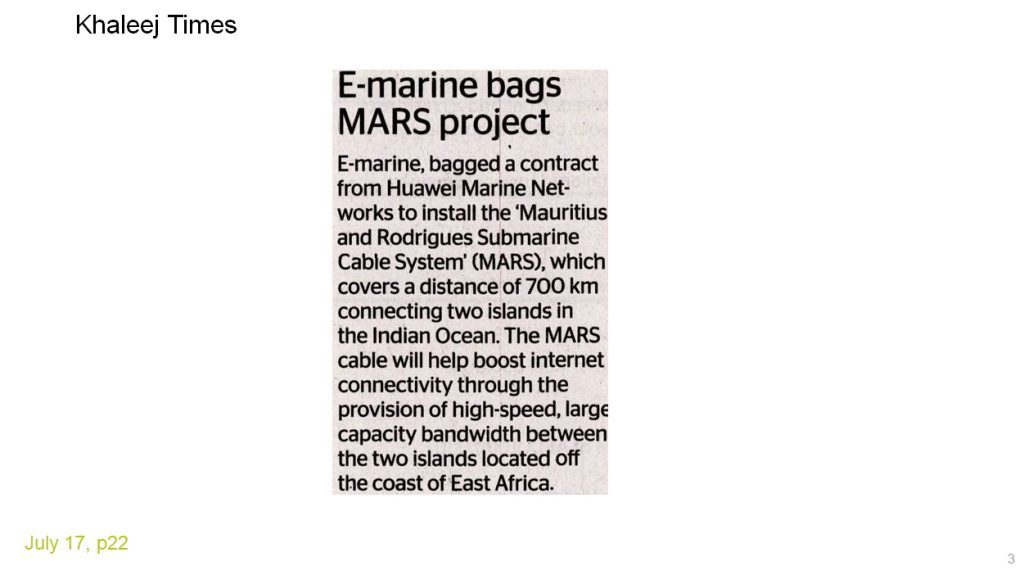E-marine bags the prestigious MARS project to connect islands in East Africa